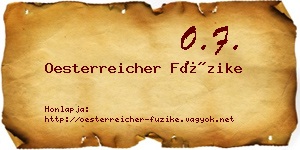 Oesterreicher Füzike névjegykártya